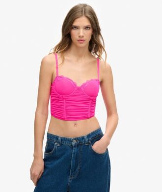 Rynkad kort korsett-top i mesh Rynkad kort korsett-top i mesh