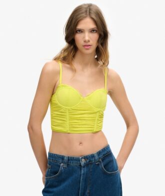 Rynkad kort korsett-top i mesh Rynkad kort korsett-top i mesh