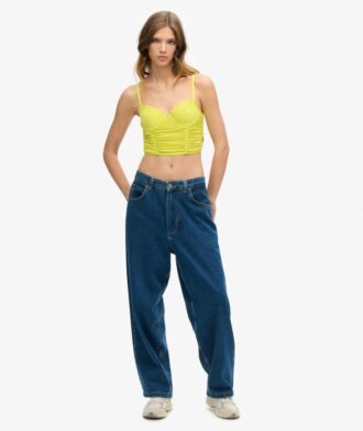 Rynkad kort korsett-top i mesh Rynkad kort korsett-top i mesh