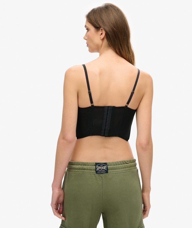 Rynkad kort korsett-top i mesh Rynkad kort korsett-top i mesh