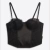 Rynkad kort korsett-top i mesh Rynkad kort korsett-top i mesh