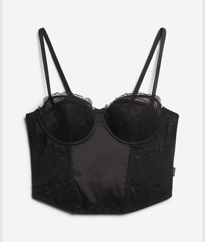 Rynkad kort korsett-top i mesh Rynkad kort korsett-top i mesh
