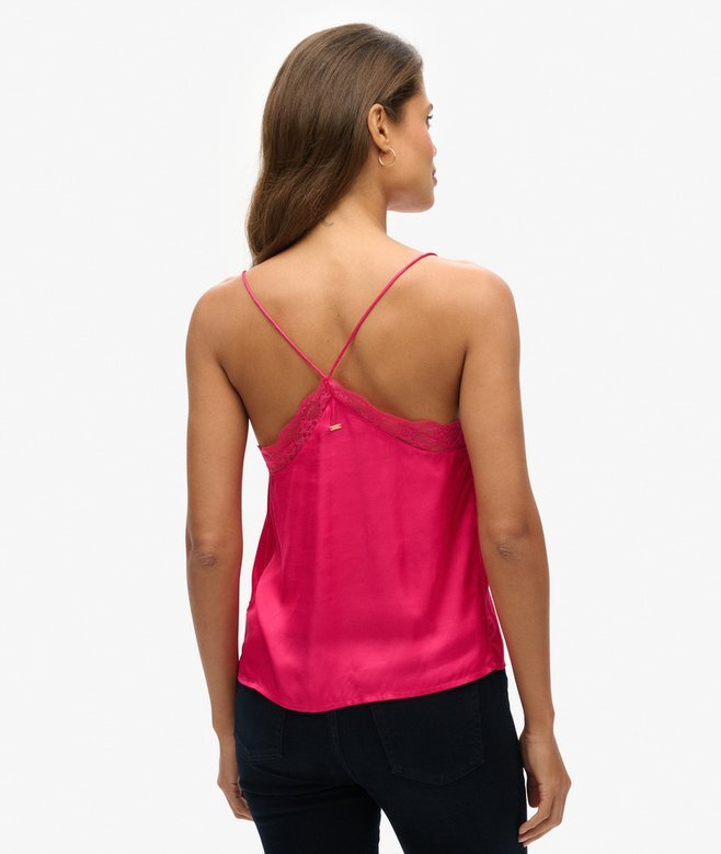 Satin-cami-top med spetskant Satin-cami-top med spetskant