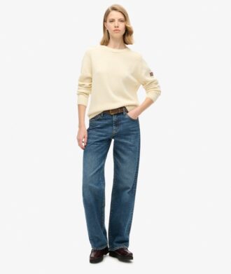 Slouchy stickad tröja med rund hals