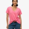 Slub-broderad T-shirt med V-ringning Slub-broderad T-shirt med V-ringning