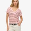Slub-broderad T-shirt med V-ringning Slub-broderad T-shirt med V-ringning