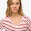 Slub-broderad T-shirt med V-ringning Slub-broderad T-shirt med V-ringning