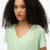 Slub-broderad T-shirt med V-ringning