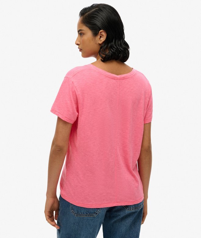 Slub-broderad T-shirt med V-ringning Slub-broderad T-shirt med V-ringning