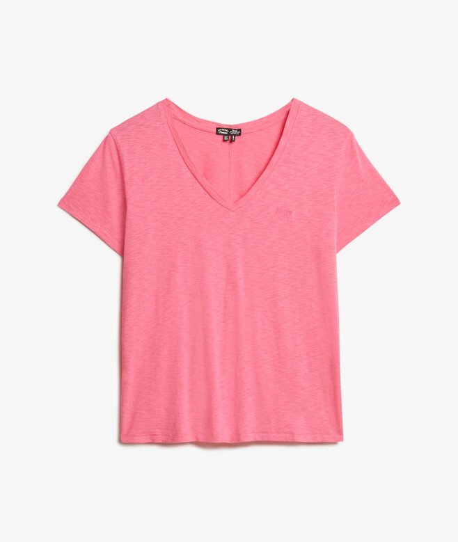 Slub-broderad T-shirt med V-ringning Slub-broderad T-shirt med V-ringning