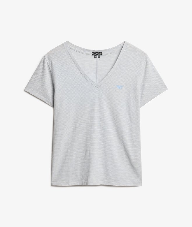 Slub-broderad T-shirt med V-ringning Slub-broderad T-shirt med V-ringning