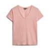 Slub-broderad T-shirt med V-ringning