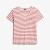 Slub-broderad T-shirt med V-ringning Slub-broderad T-shirt med V-ringning