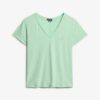 Slub-broderad T-shirt med V-ringning