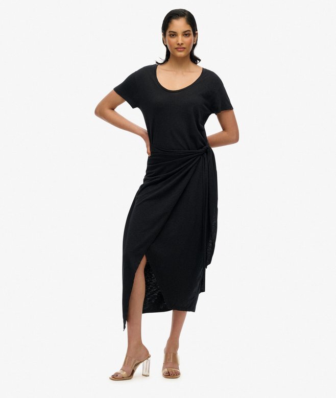 Slub Midi Wrap Dress Slub Midi Wrap Dress