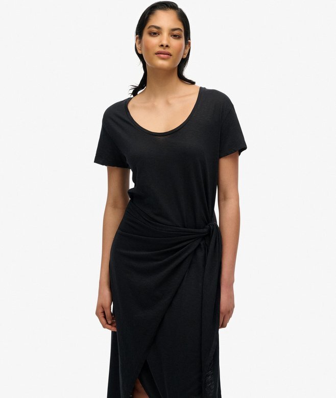 Slub Midi Wrap Dress Slub Midi Wrap Dress