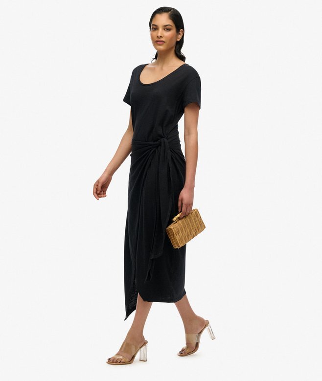 Slub Midi Wrap Dress Slub Midi Wrap Dress