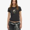 Small Tattoo Rhinestone Fitted T-shirt