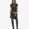 Small Tattoo Rhinestone Fitted T-shirt