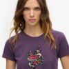 Small Tattoo Rhinestone Fitted T-shirt