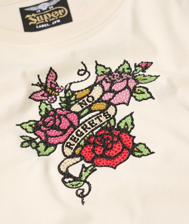 Small Tattoo Rhinestone Fitted T-shirt Small Tattoo Rhinestone Fitted T-shirt