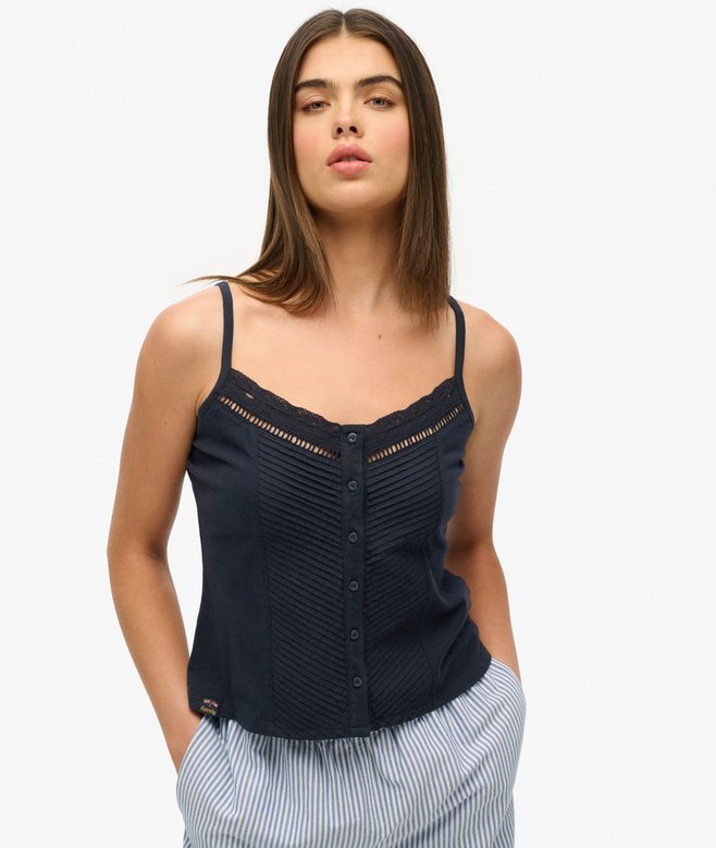 Spets-cami-top med knappar Spets-cami-top med knappar