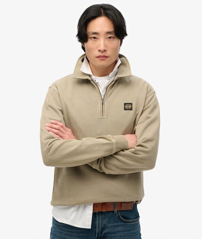 Sweatshirt med halv dragkedja och kontrastsömmar Sweatshirt med halv dragkedja och kontrastsömmar