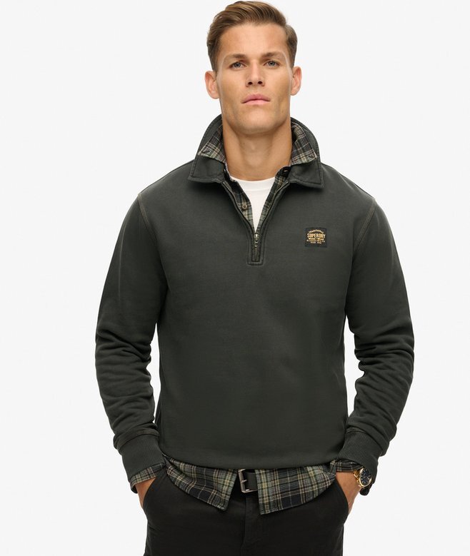 Sweatshirt med halv dragkedja och kontrastsömmar Sweatshirt med halv dragkedja och kontrastsömmar