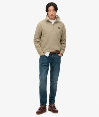 Sweatshirt med halv dragkedja och kontrastsömmar Sweatshirt med halv dragkedja och kontrastsömmar