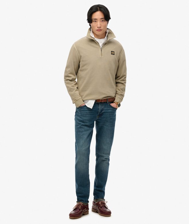 Sweatshirt med halv dragkedja och kontrastsömmar Sweatshirt med halv dragkedja och kontrastsömmar