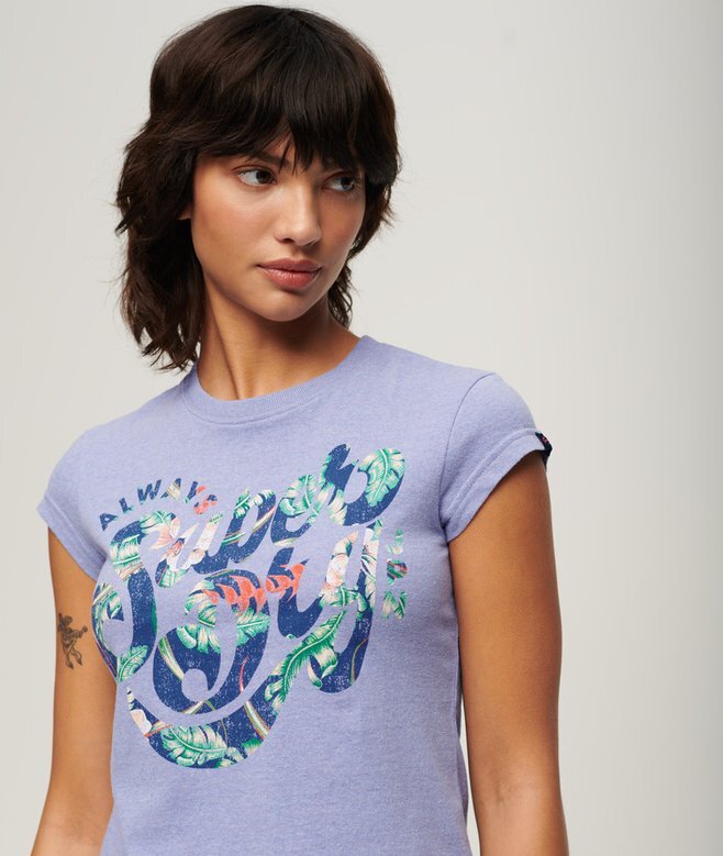 T-shirt med blommönster och korta ärmar T-shirt med blommönster och korta ärmar