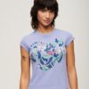 T-shirt med blommönster och korta ärmar T-shirt med blommönster och korta ärmar