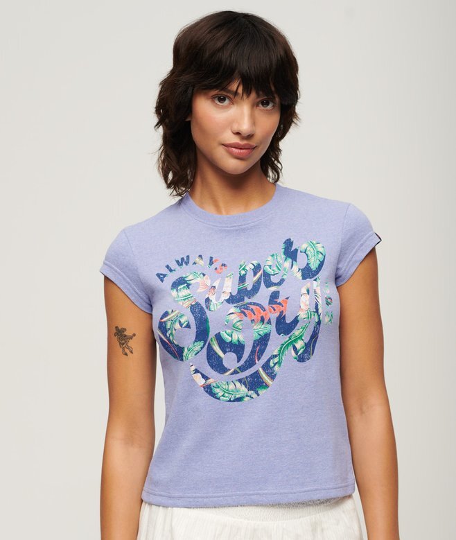 T-shirt med blommönster och korta ärmar T-shirt med blommönster och korta ärmar