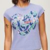 T-shirt med blommönster och korta ärmar T-shirt med blommönster och korta ärmar