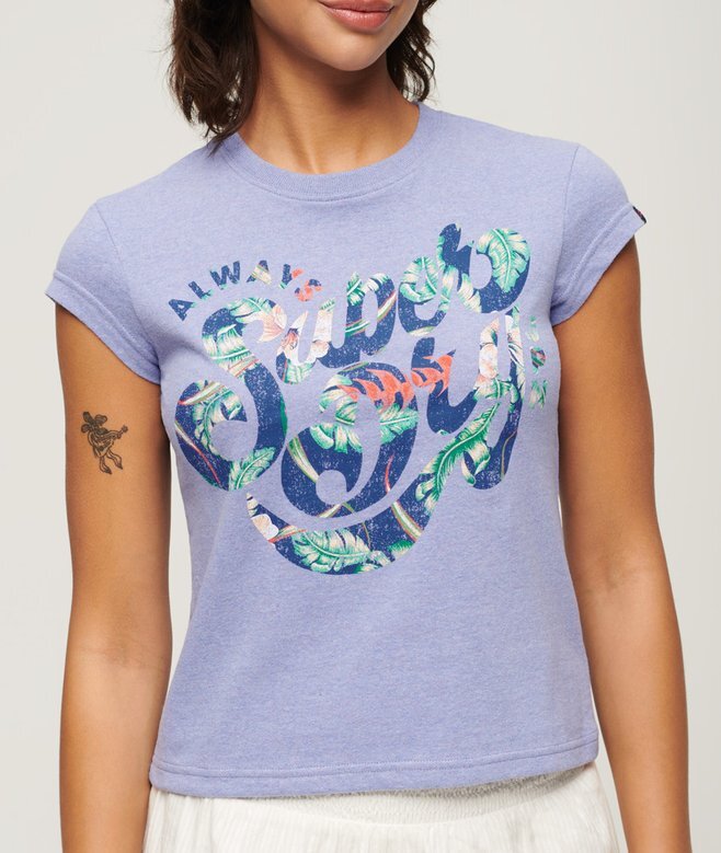 T-shirt med blommönster och korta ärmar T-shirt med blommönster och korta ärmar
