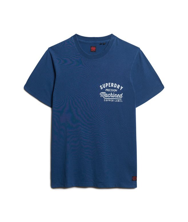 T-shirt med grafiskt tryck på bröstet och kopparetikett T-shirt med grafiskt tryck på bröstet och kopparetikett