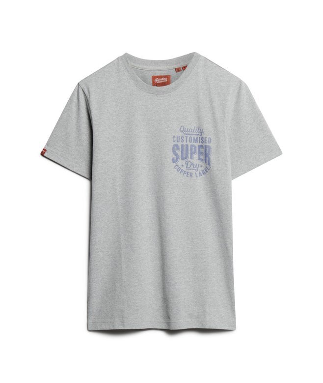 T-shirt med grafiskt tryck på bröstet och kopparetikett T-shirt med grafiskt tryck på bröstet och kopparetikett