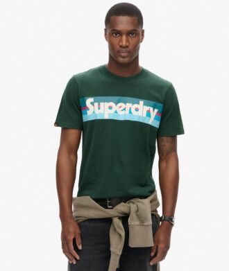 T-shirt med retro-randigt logo