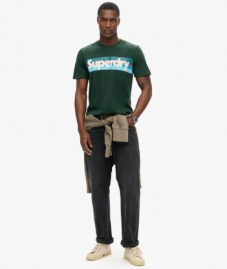 T-shirt med retro-randigt logo