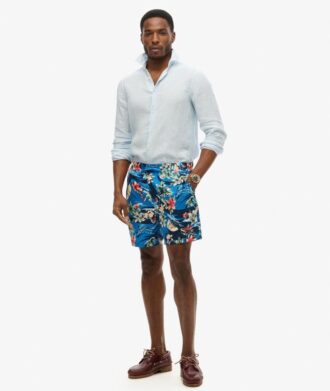 Återvunna hawaiimönstrade shorts, 17 tum