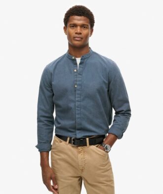 The Merchant Store – Indigo Henley-skjorta The Merchant Store – Indigo Henley-skjorta