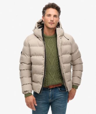 Tweed-sportjacka med huva som puffar