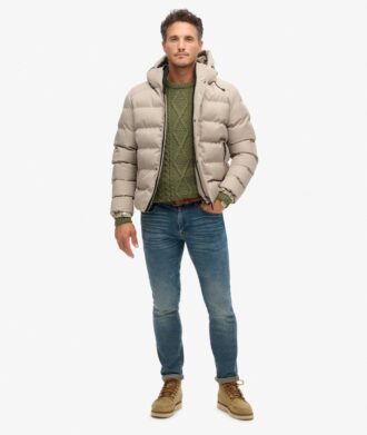 Tweed-sportjacka med huva som puffar