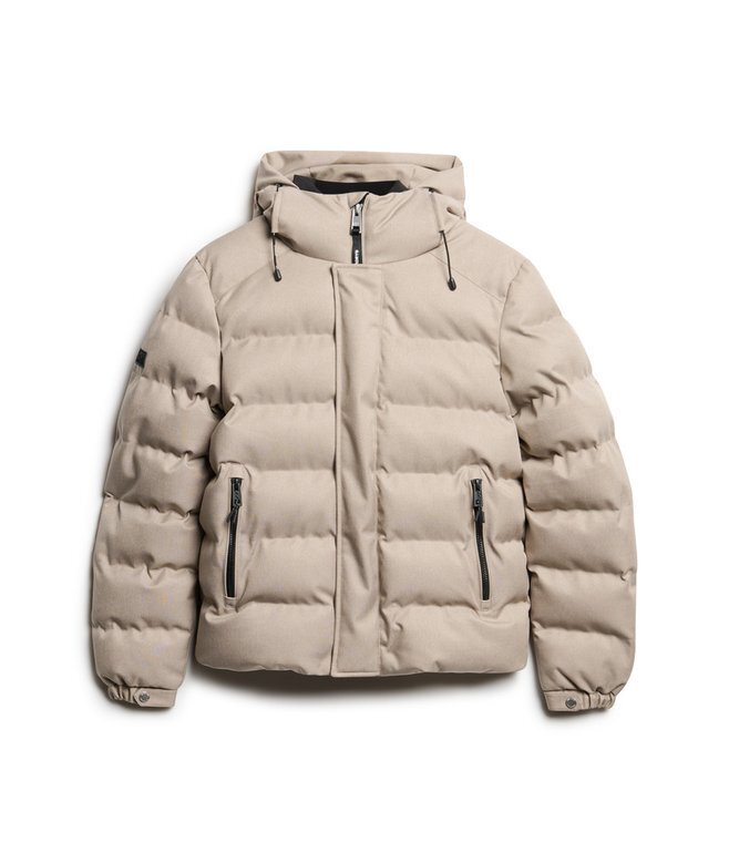 Tweed-sportjacka med huva som puffar Tweed-sportjacka med huva som puffar