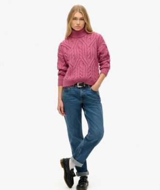 Twist Cable Knit Polo Neck Jumper