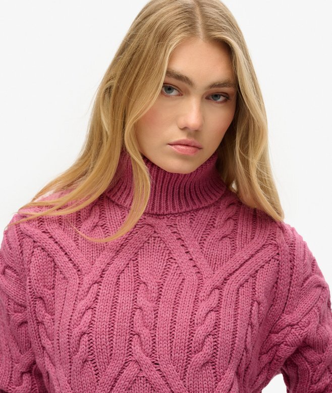 Twist Cable Knit Polo Neck Jumper Twist Cable Knit Polo Neck Jumper