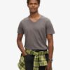 V-ringad slub-Shorts-T-shirt med korta ärmar