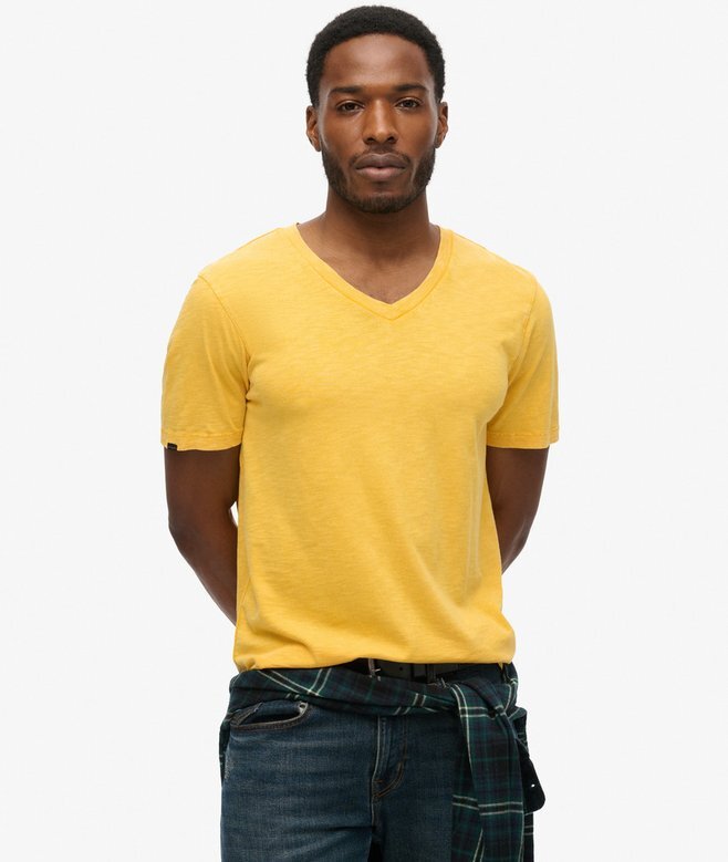 V-ringad slub-Shorts-T-shirt med korta ärmar V-ringad slub-Shorts-T-shirt med korta ärmar