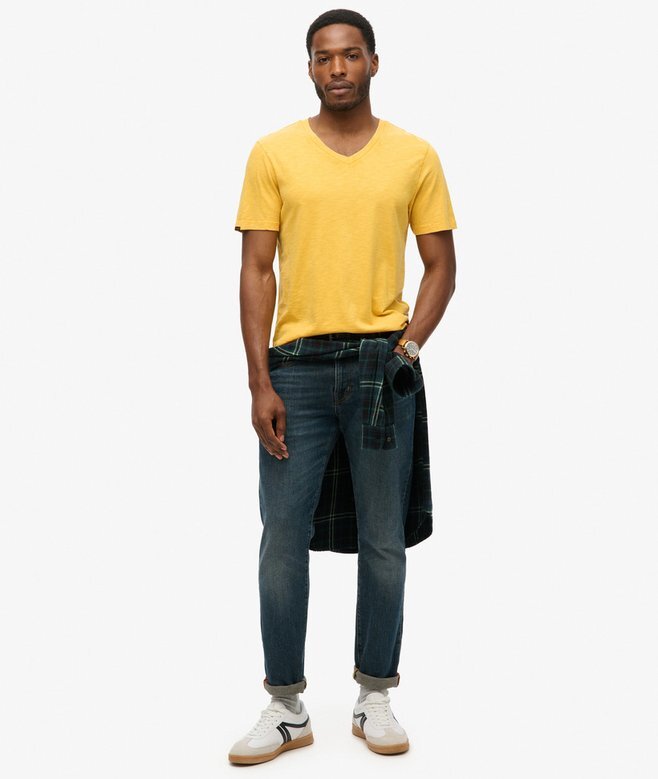 V-ringad slub-Shorts-T-shirt med korta ärmar V-ringad slub-Shorts-T-shirt med korta ärmar