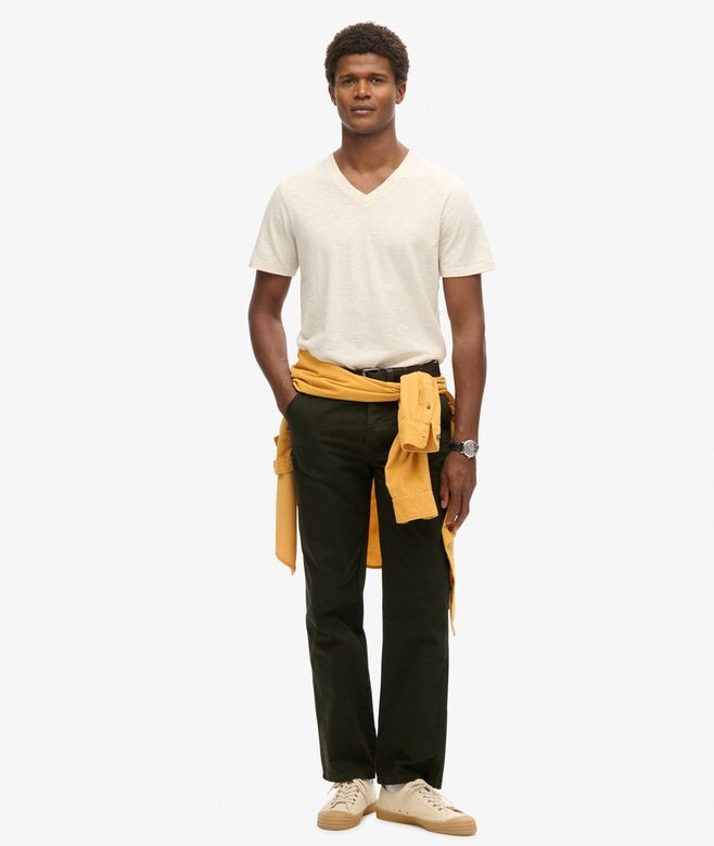 V-ringad slub-Shorts-T-shirt med korta ärmar V-ringad slub-Shorts-T-shirt med korta ärmar